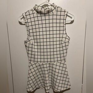 Iz Byer Black and White Grid Sleeveless Top